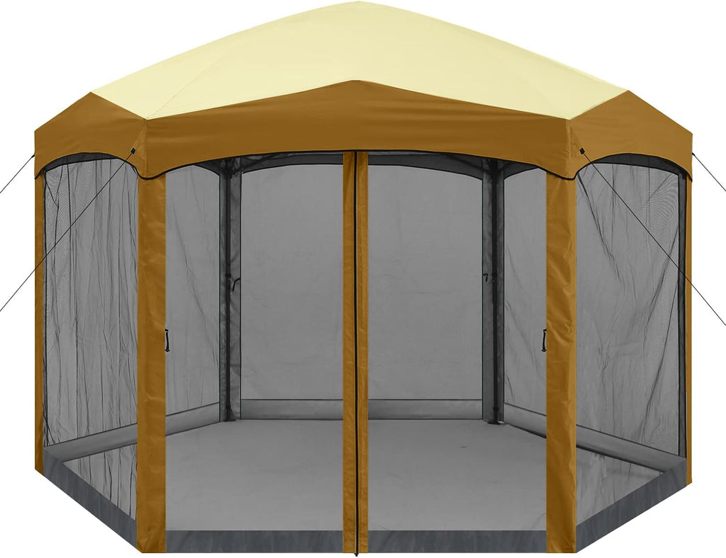 12x12 ft Hexagon Pop Up Gazebo with Netting D509