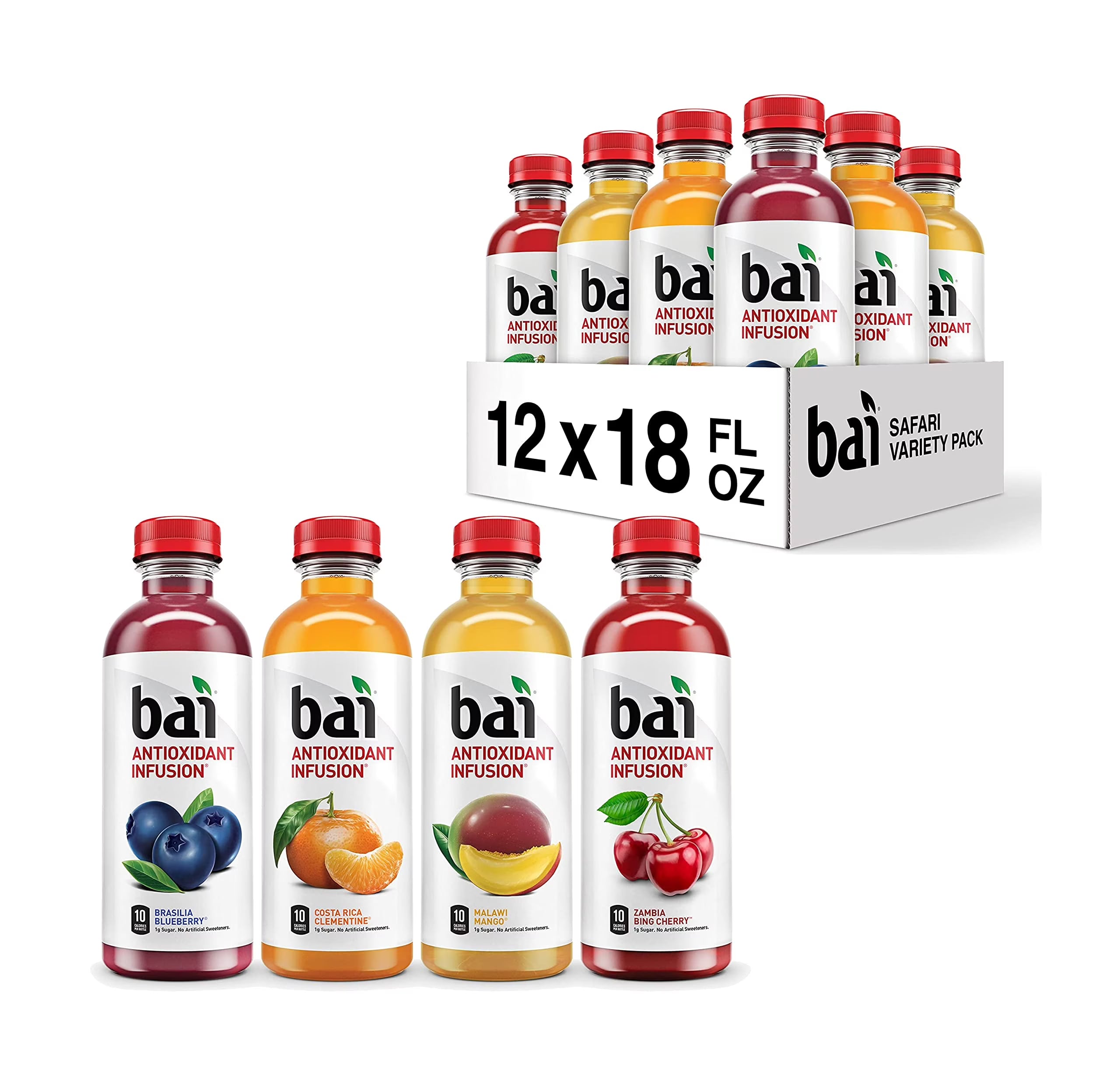 Antioxidant Infused Flavored Water Variety Pack, 18 Fl Oz Bottles (Pack of 12) H498589