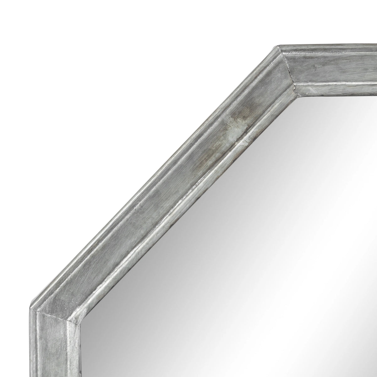 Vintage Galvanized Metal Octagon Wall Mirror, 26 x 26, Silver I488083
