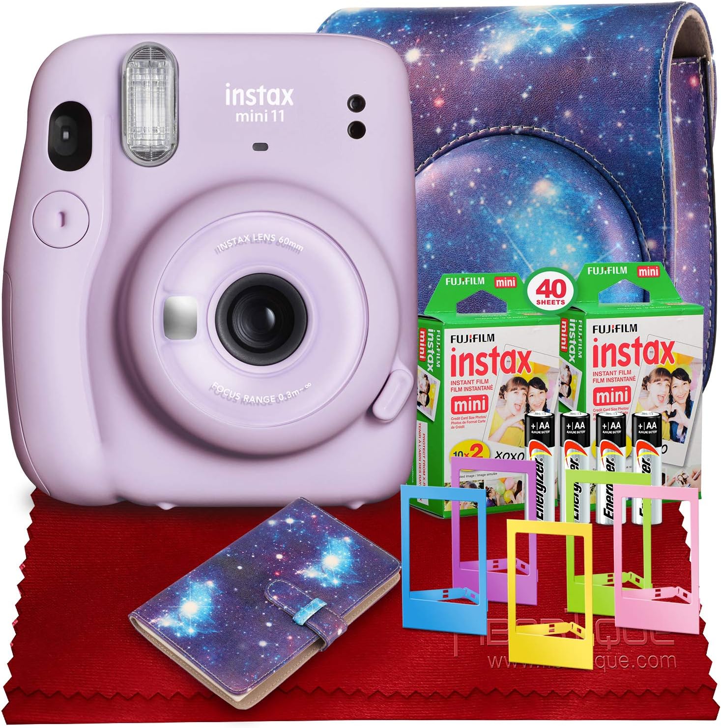 Lilac Purple Instant Film Camera with Twin Film 40 Exposures and Accessory Case A714
