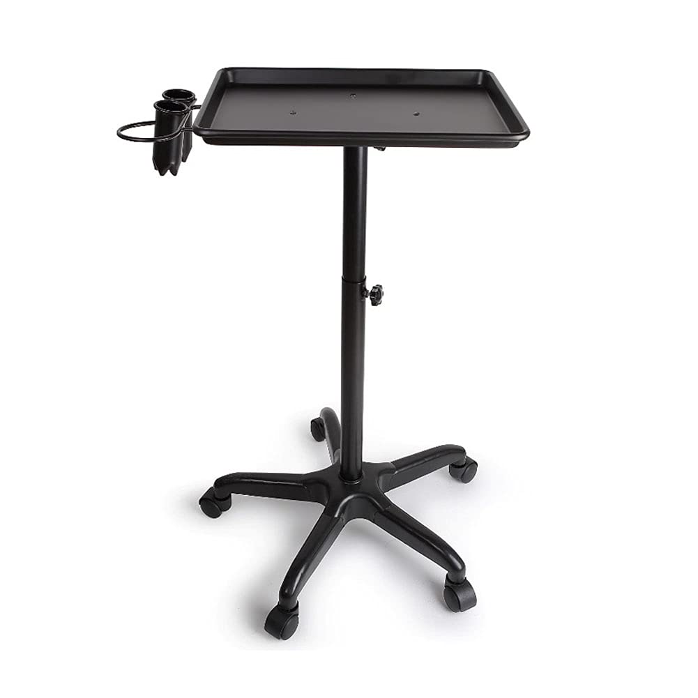 Black Aluminum Salon Tray Cart with Wheels U47561