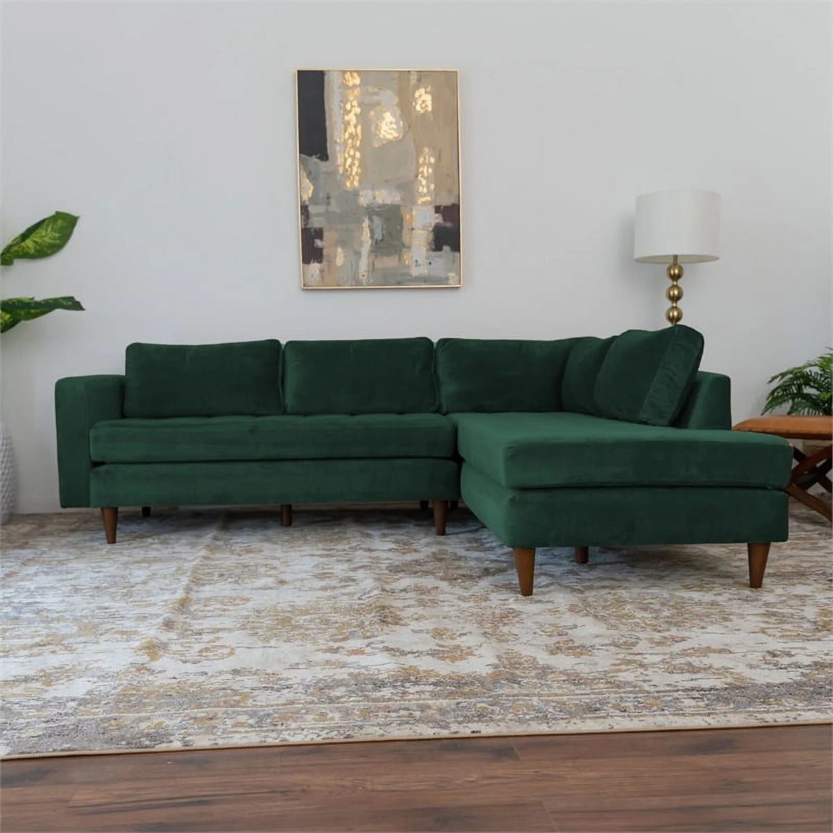 Green Velvet Corner Sectional Sofa Y7655