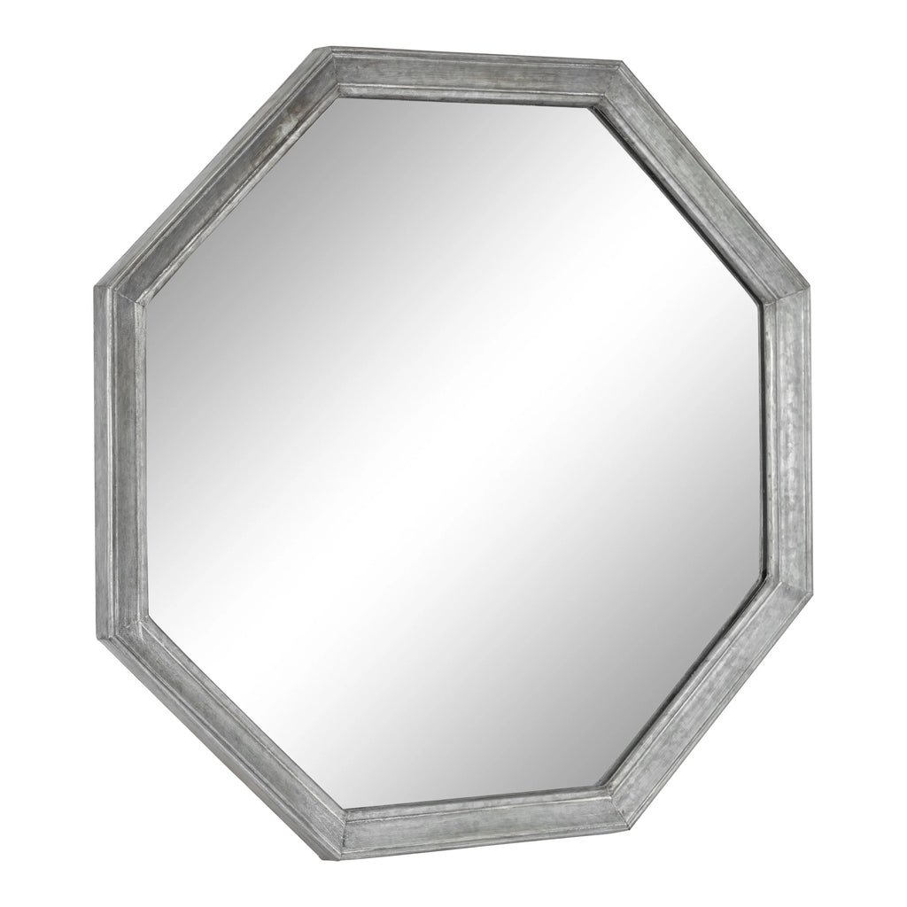 Vintage Galvanized Metal Octagon Wall Mirror, 26 x 26, Silver I488083