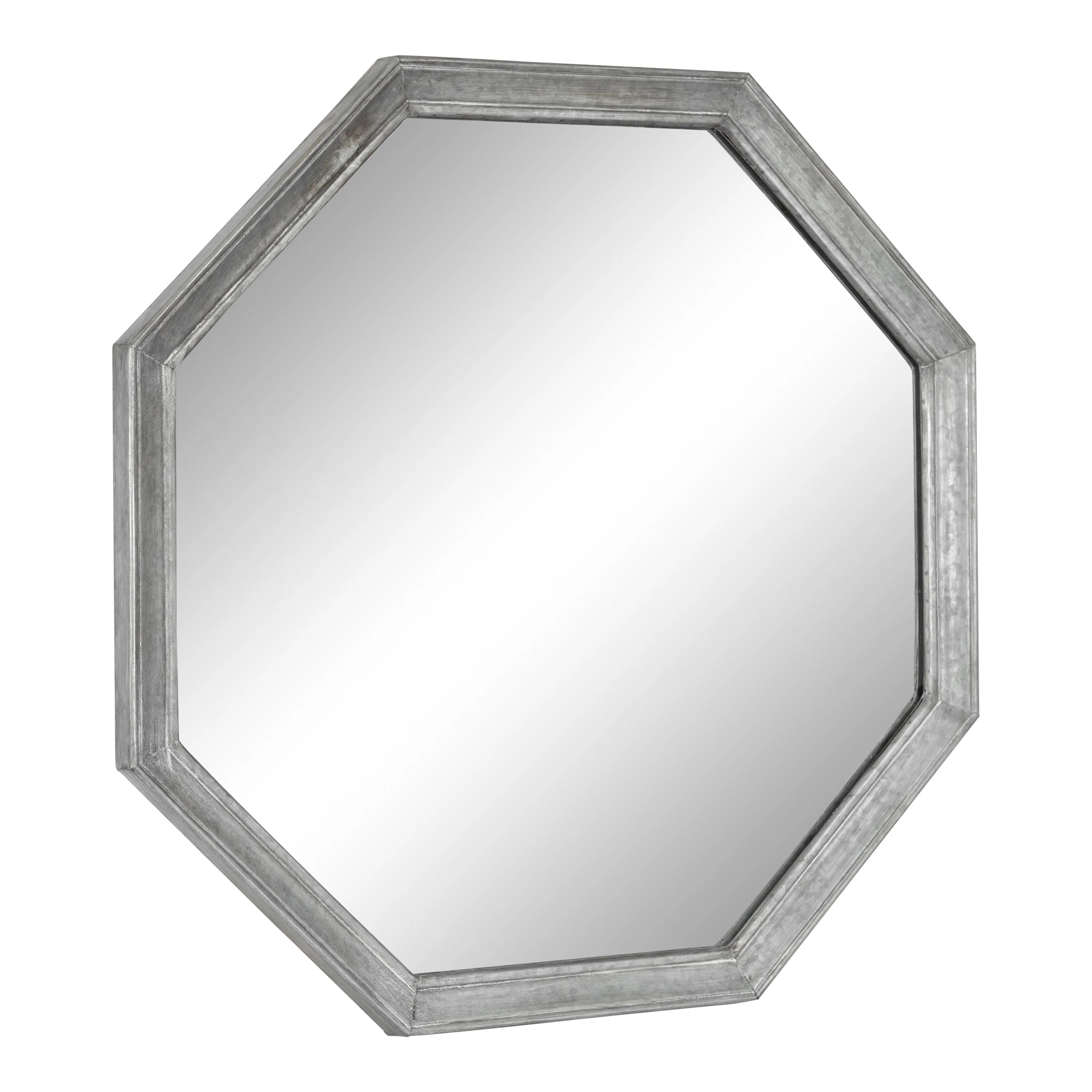 Vintage Galvanized Metal Octagon Wall Mirror, 26 x 26, Silver I488083