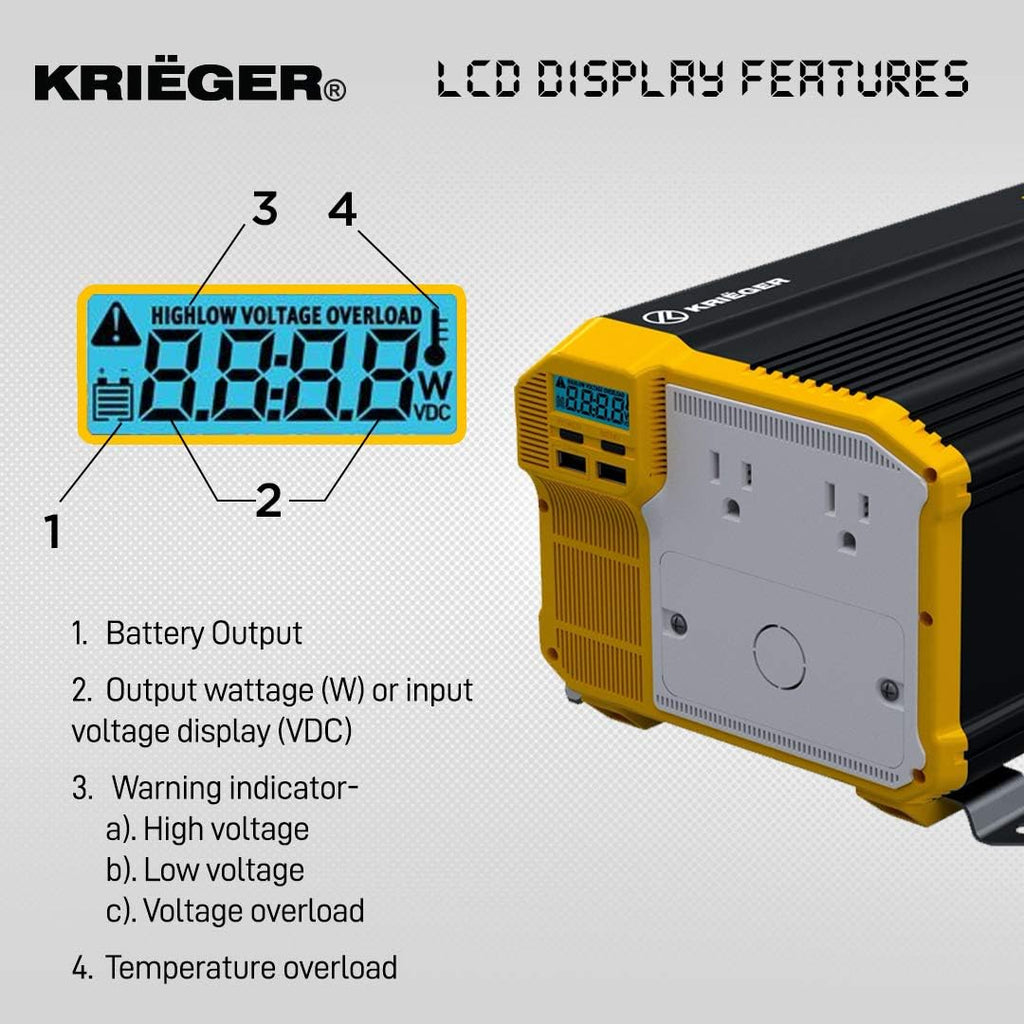 3000 Watts Power Inverter 12V to 110V Modified Sine Wave Dual AC Outlets H67642