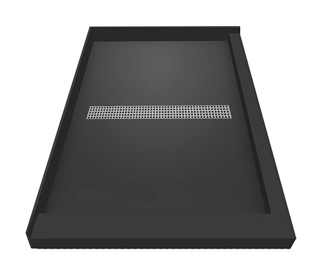 Tile Redi Double Threshold Shower Base with Center Trench Drain and Grate, Silver Y2727