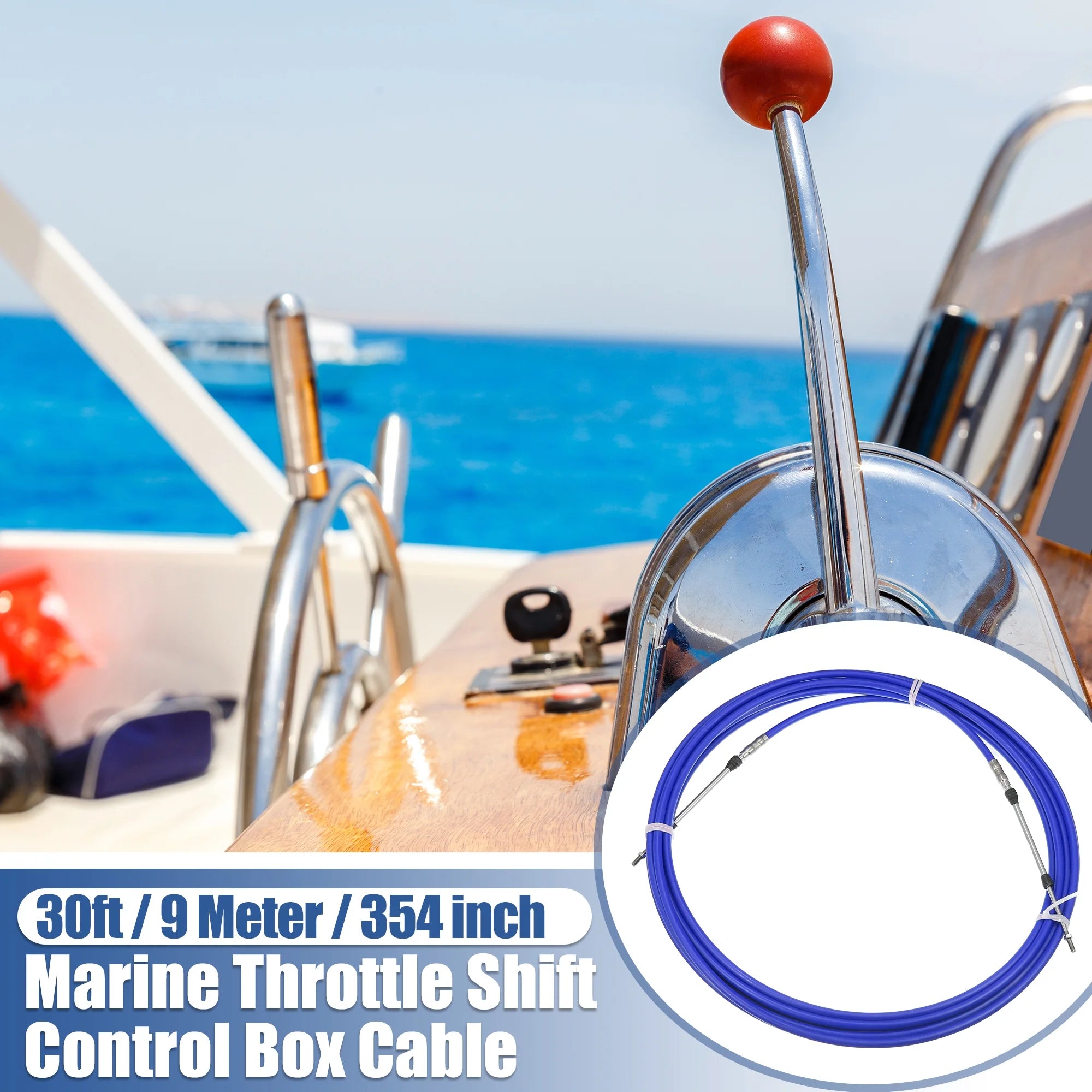 Blue 30ft Marine Throttle Shift Remote Control Cable for Yamaha Outboard Boat L5963