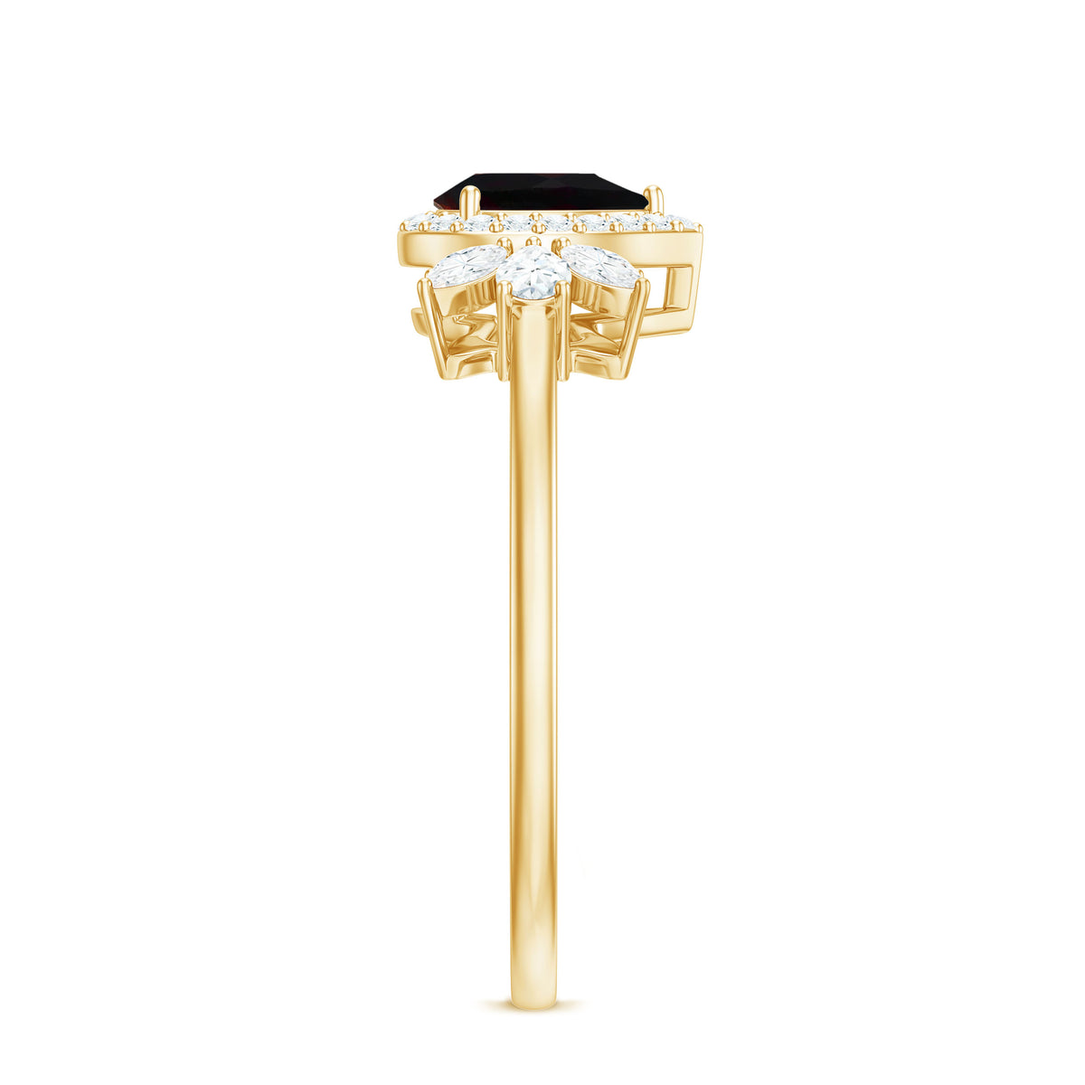 10K Yellow Gold Teardrop Ring with Diamond Halo C82251