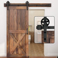 5-16FT Single Wood Sliding Barn Door Hardware Kit 6FT Basic Black Carbon Steel Flat Track System Pack of 2 L96134