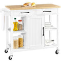 White Rolling Kitchen Storage Trolley Cart with Cabinet, Drawers and Towel Bar F92011