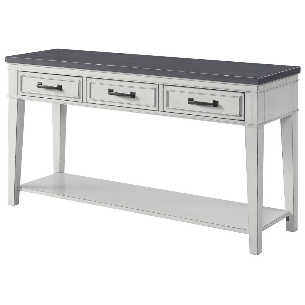 White and Gray 3 Drawer Console Table with Bottom Shelf H903