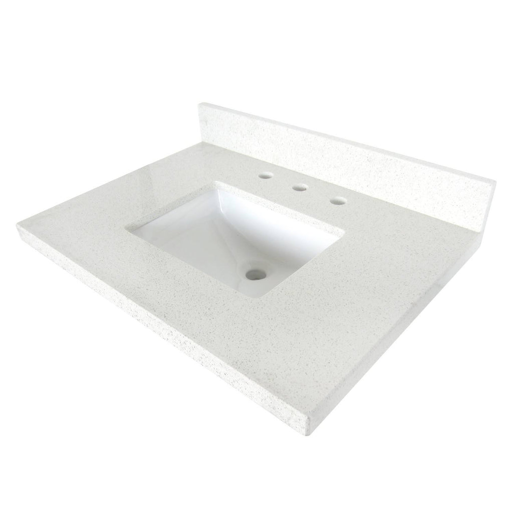 White Quartz Vanity Top with Square Undermount Sink Y59315