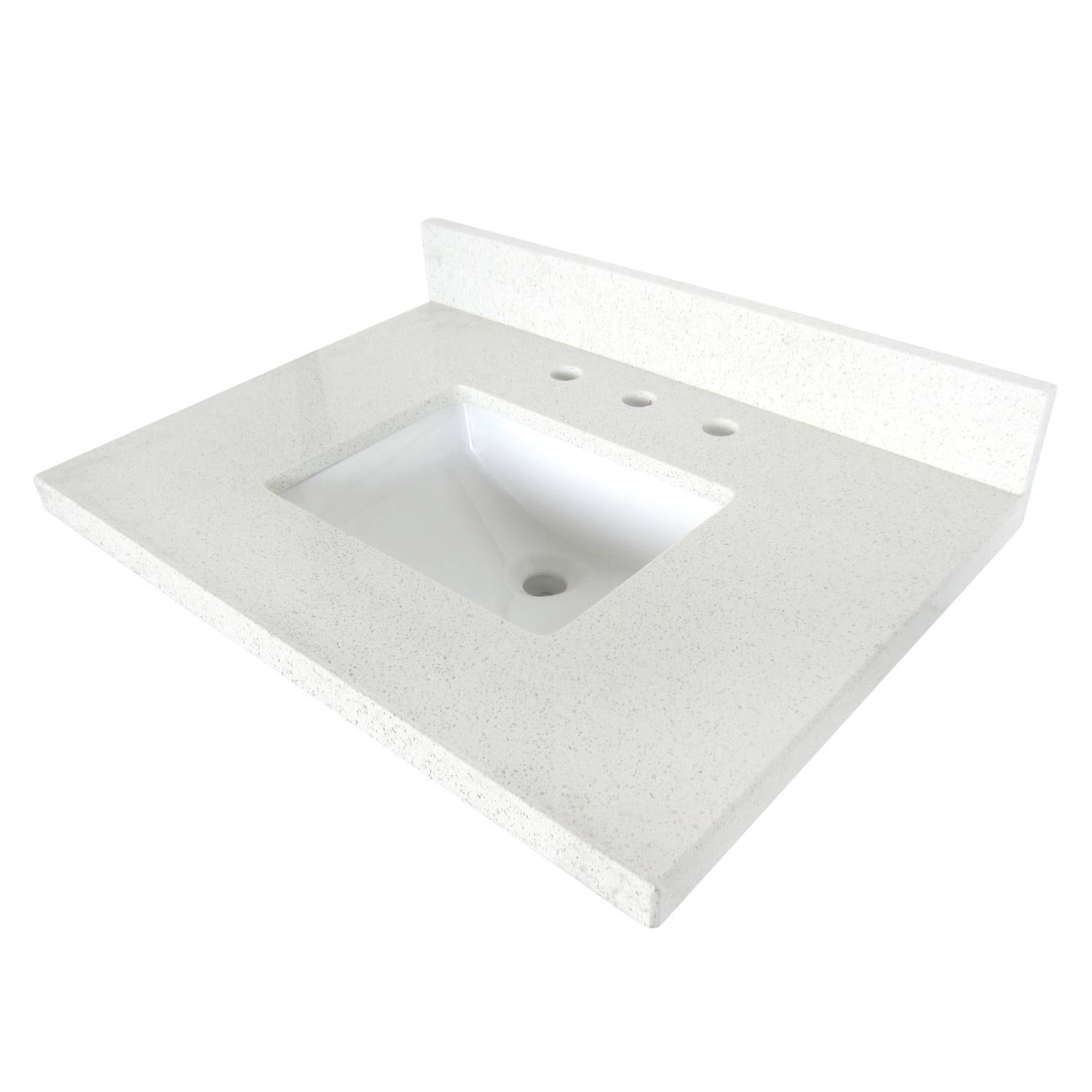 White Quartz Vanity Top with Square Undermount Sink Y59315