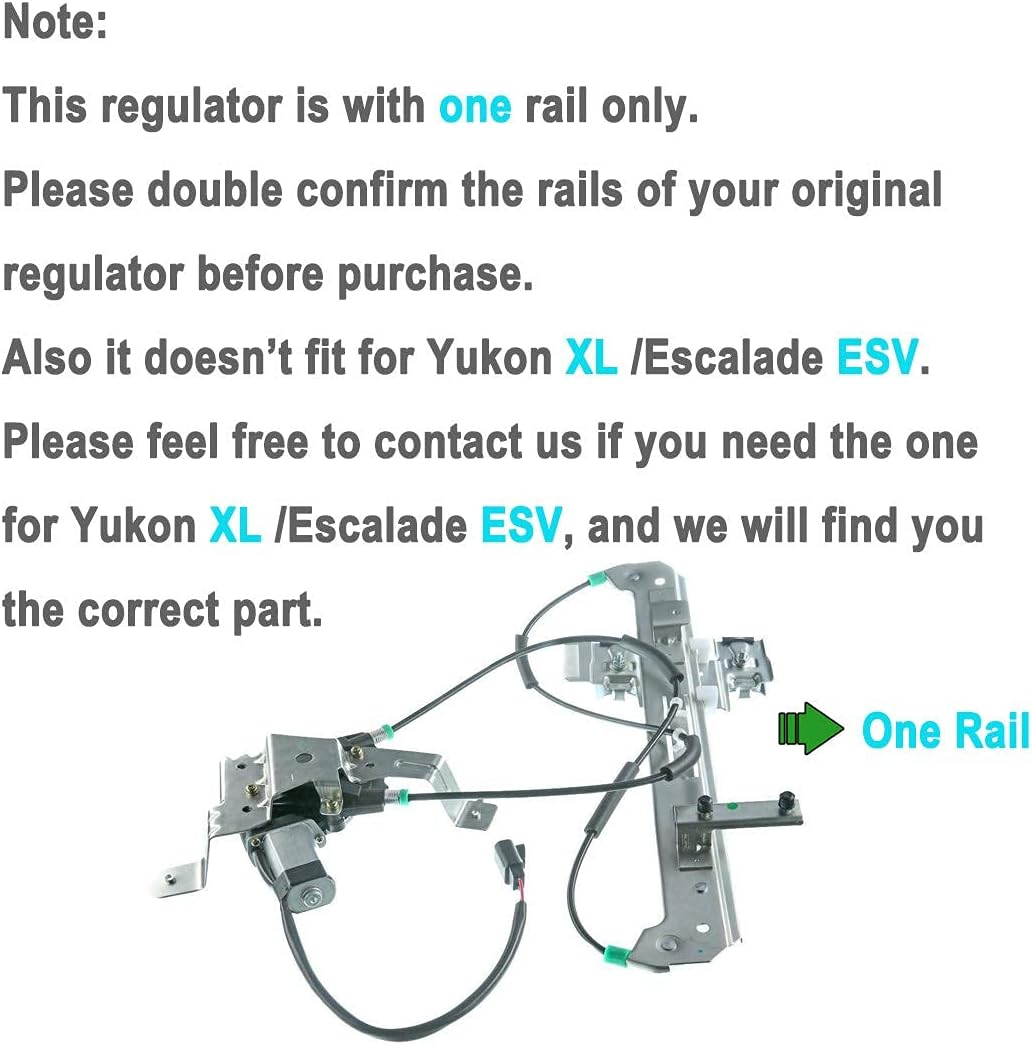 Rear Left Window Regulator with Motor for Chevrolet Tahoe GMC Yukon 2000-2006 Cadillac Escalade 2002-2006 Pack of 2 B48286