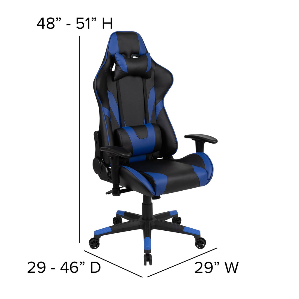 Black Reclining Gaming Chair Set with Cup Holder and Headphone Hook E996