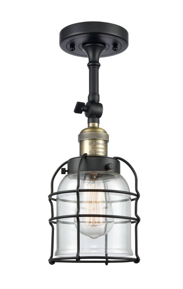 Matte Black Small Bell Cage Semi-Flush Mount Light M49805