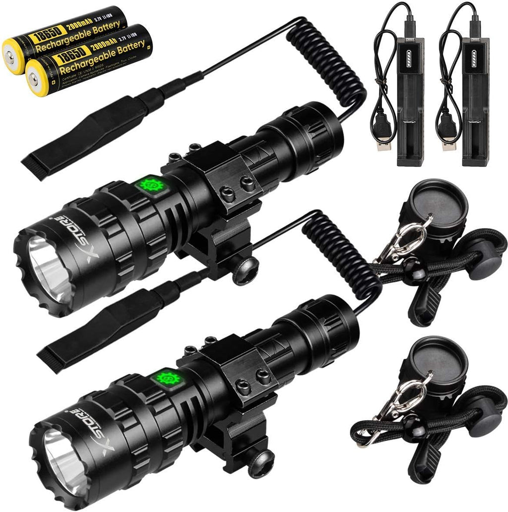 2 Pack Tactical Flashlight with Rail Mount, 4000 Lumen LED Weapon Light T359