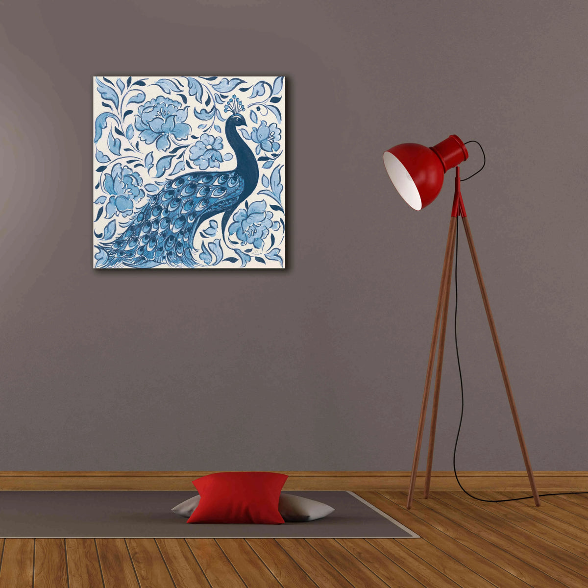Peacock Garden IV Giclee Canvas Wall Art, 26"x26" T990014