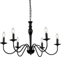 Rustic Farmhouse 6-Lights Black Metal Candle Chandelier N9535