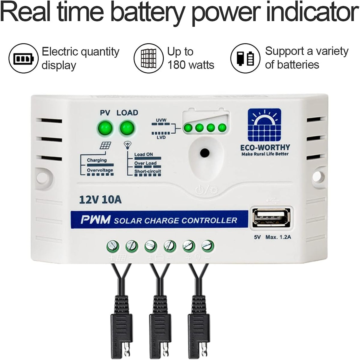 25W 12V Waterproof Solar Panel with SAE Connector Cable and 10A Charge Controller T21674