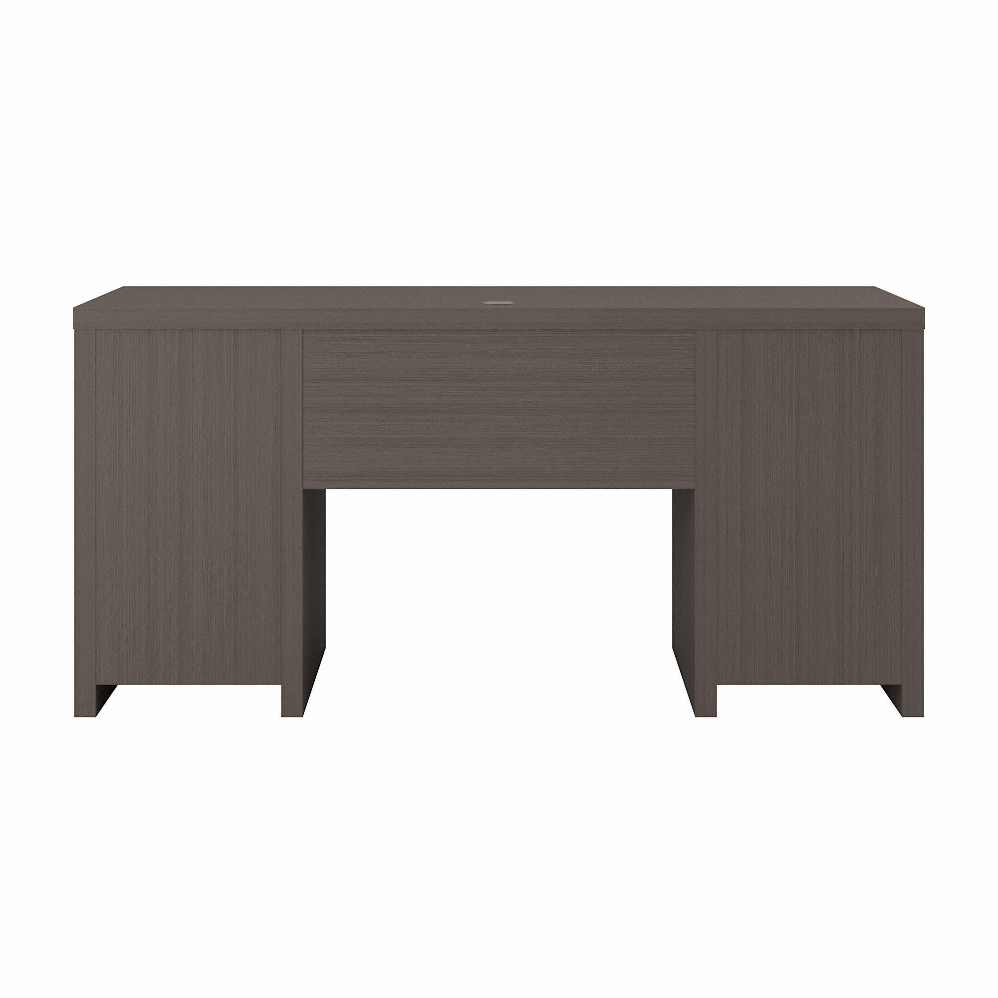 Modern Computer Desk with Storage Cabinets and Shelves Restored Gray C81071