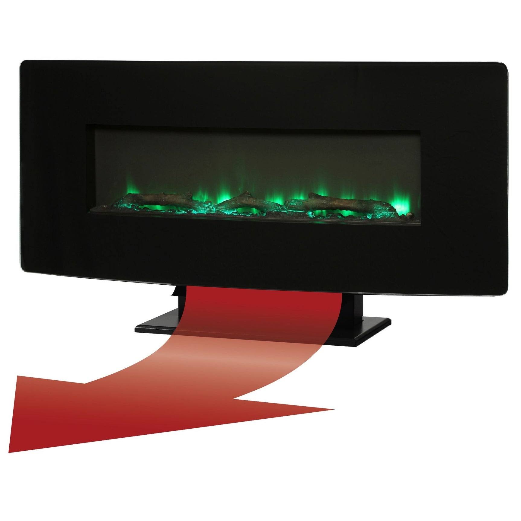 Black Glass Wall Mount Fireplace F387