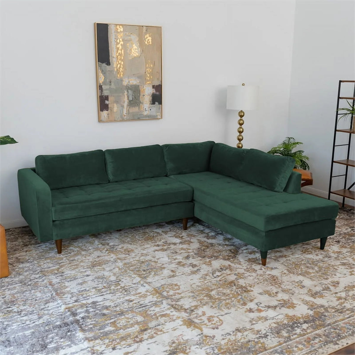Green Velvet Corner Sectional Sofa Y7655
