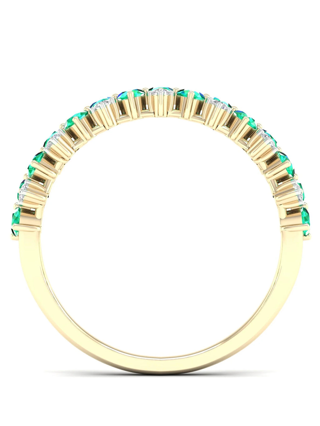10k Yellow Gold Emerald Diamond Women's Band F78360