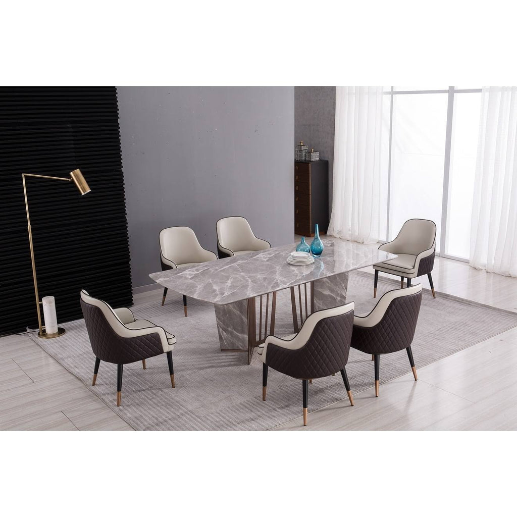 Faux Leather Dining Arm Chair in Light Gray V28425
