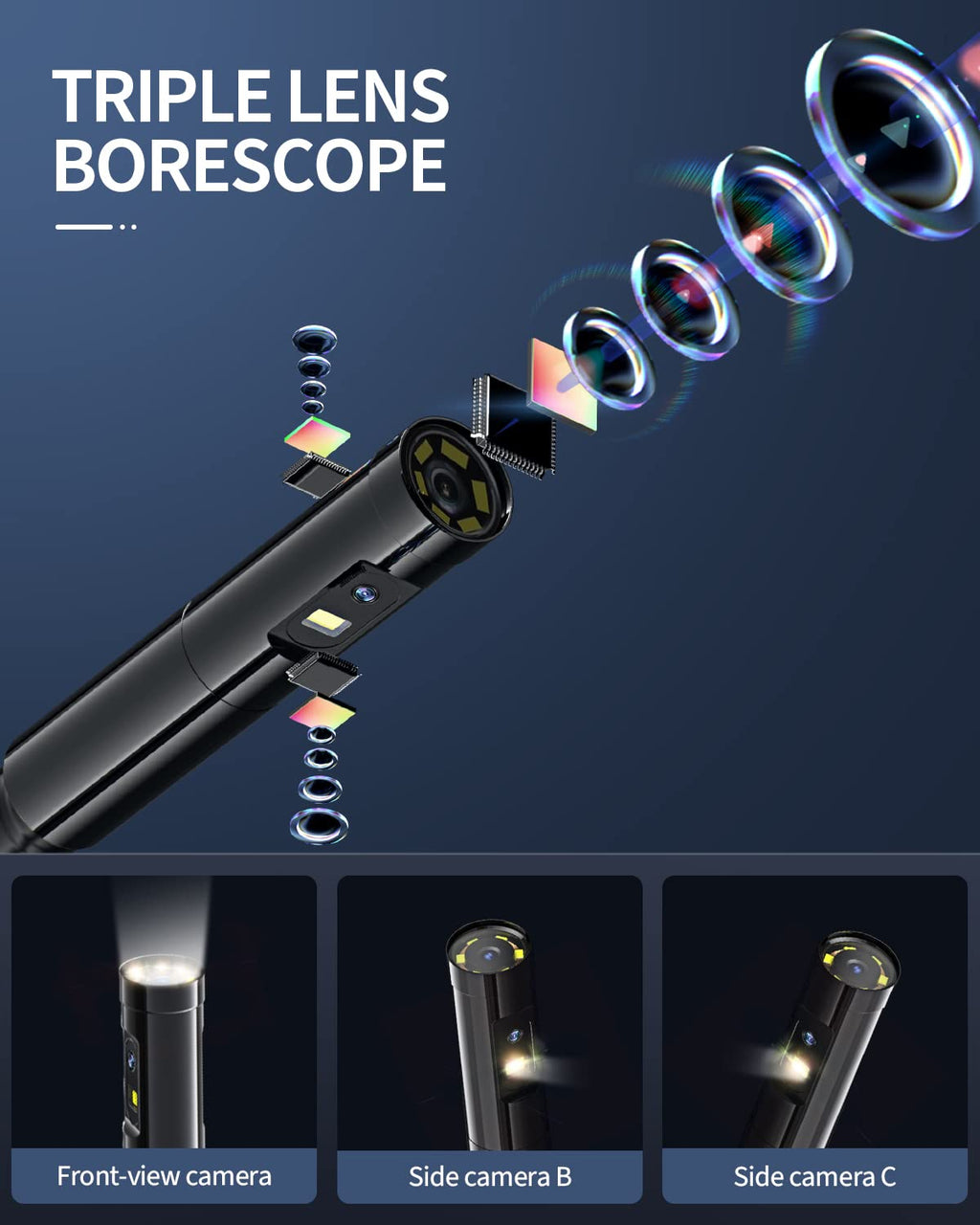 16.4ft Waterproof Flexible Borescope Inspection Camera with Light A464725