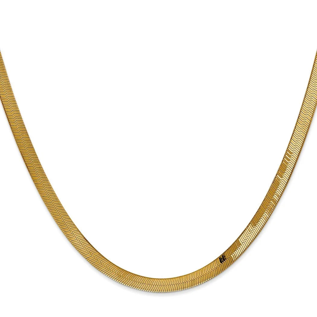 14 Karat Yellow Gold Herringbone Chain Bracelet V206