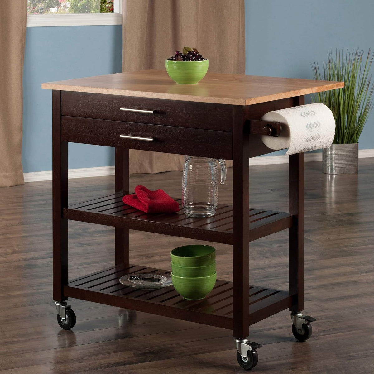 Cappuccino/Natural Kitchen Cart H29047