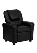 Black Contemporary Kids Recliner with Cup Holder and Headrest H4881
