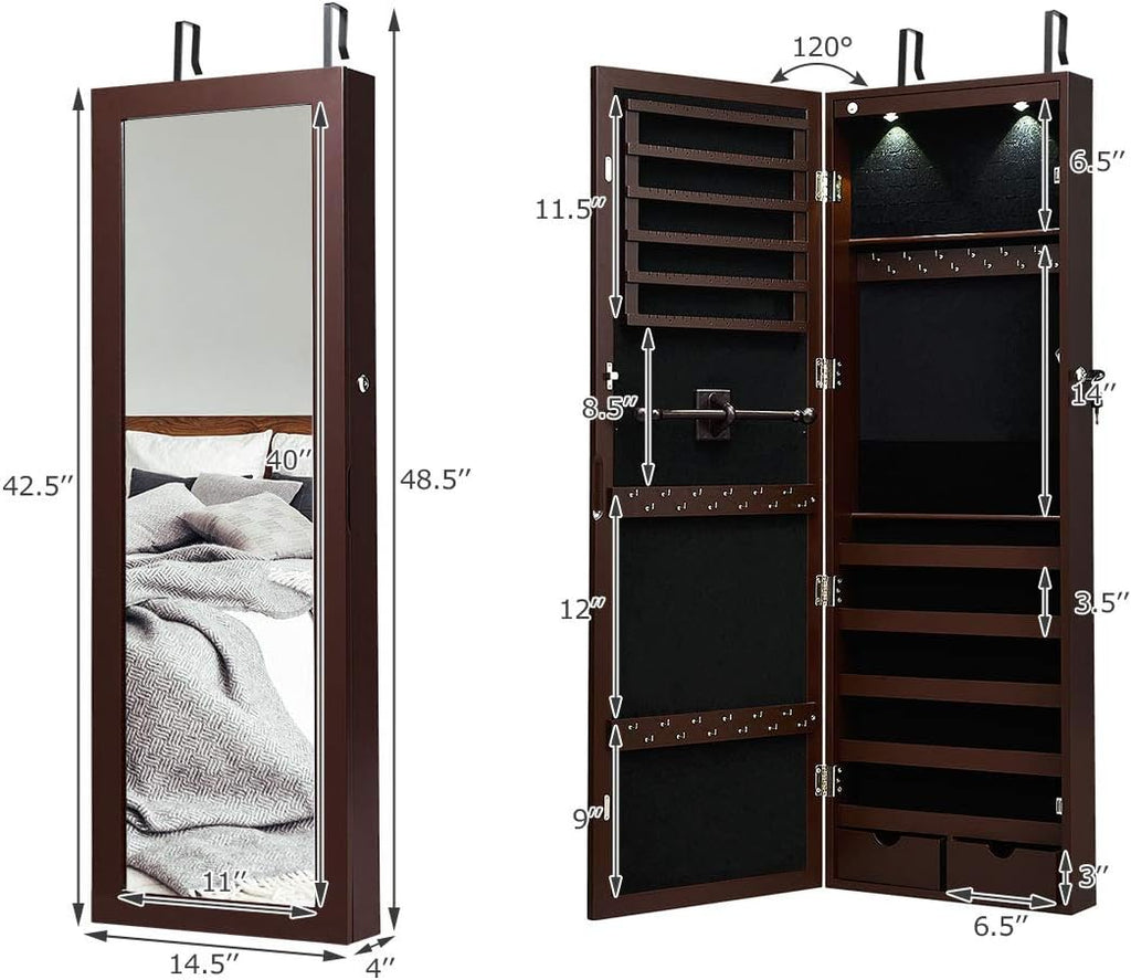 Jewelry Armoire with Full Length Mirror and 2 Drawers H611515