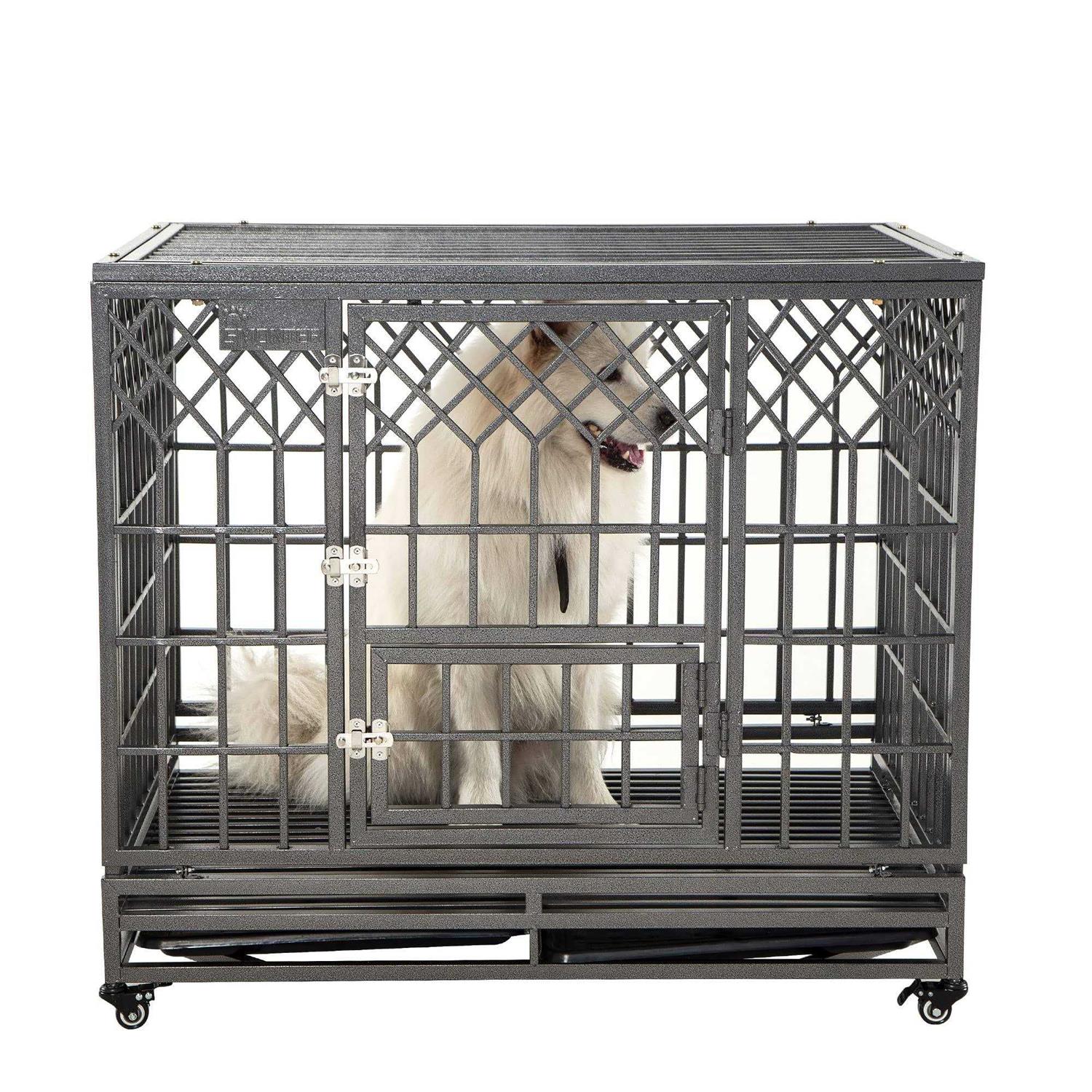 Heavy Duty Metal Dog Cage Pet Kennel Crate Playpen with Wheels D148