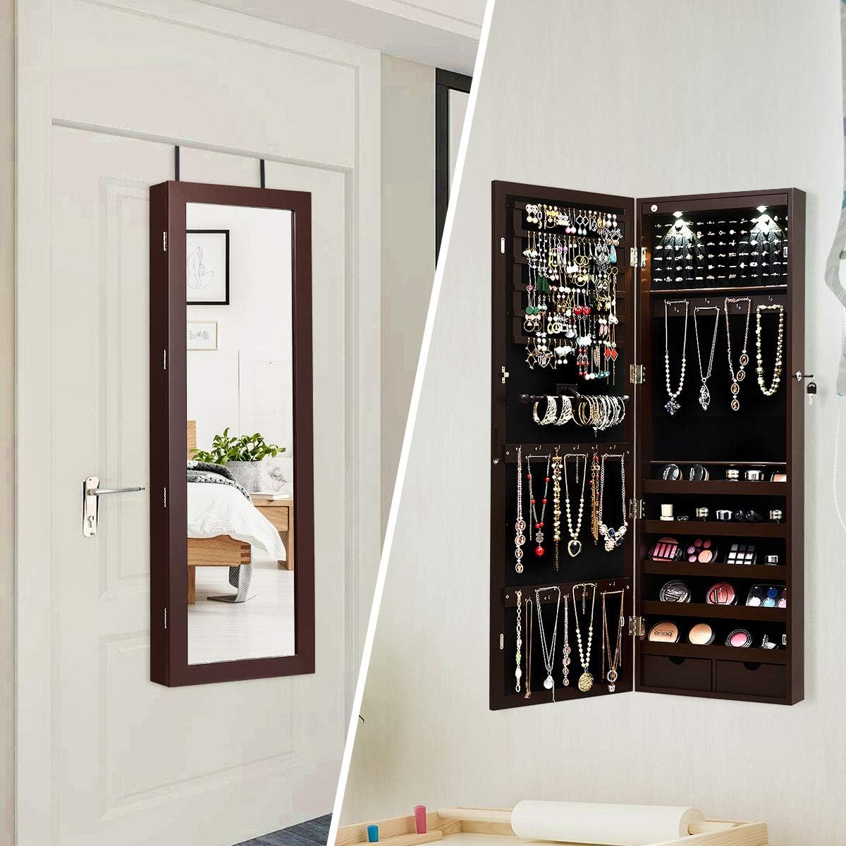Jewelry Armoire with Full Length Mirror and 2 Drawers H611515
