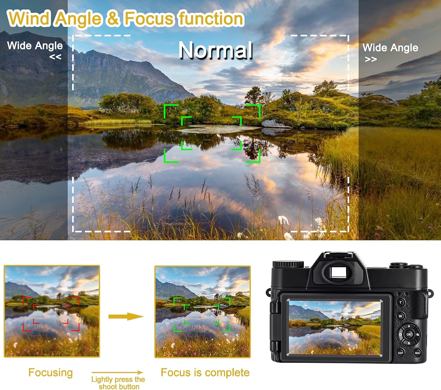 4K 48MP Digital Camera with 3.0 inch 180Deg Flip Screen and 2 Batteries A141553