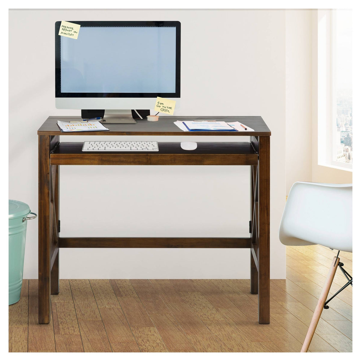 Warm Brown Folding Desk with Pull Out M810301