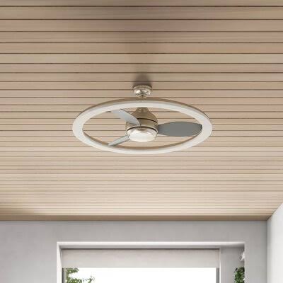 39.37x22 3-Blade LED Caged Ceiling Fan with Wall Control and Light Kit V541345