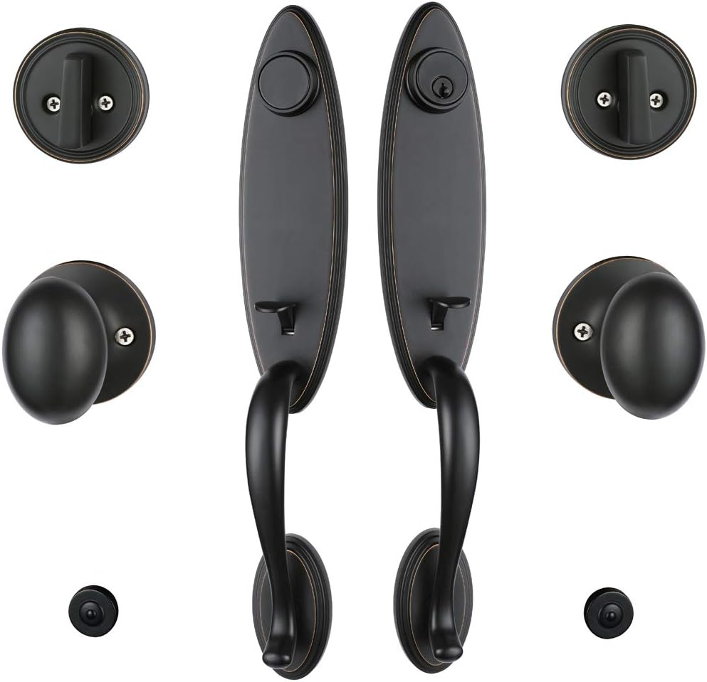 Double Door Handle Set Lock with Keyed Entry Handle and Dummy Handleset C8795