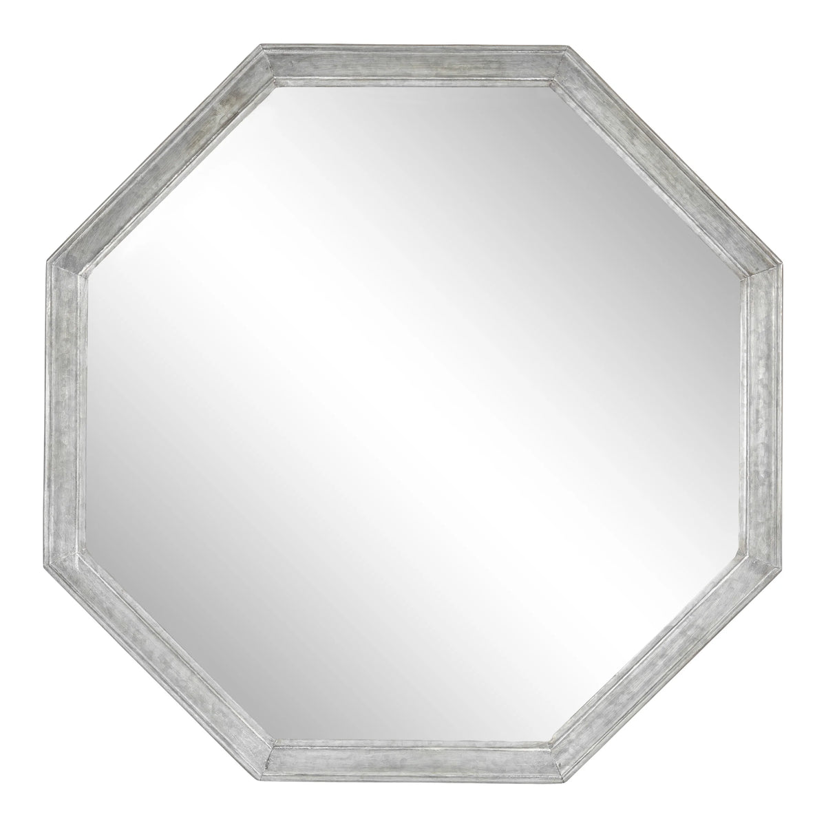Vintage Galvanized Metal Octagon Wall Mirror, 26 x 26, Silver I488083