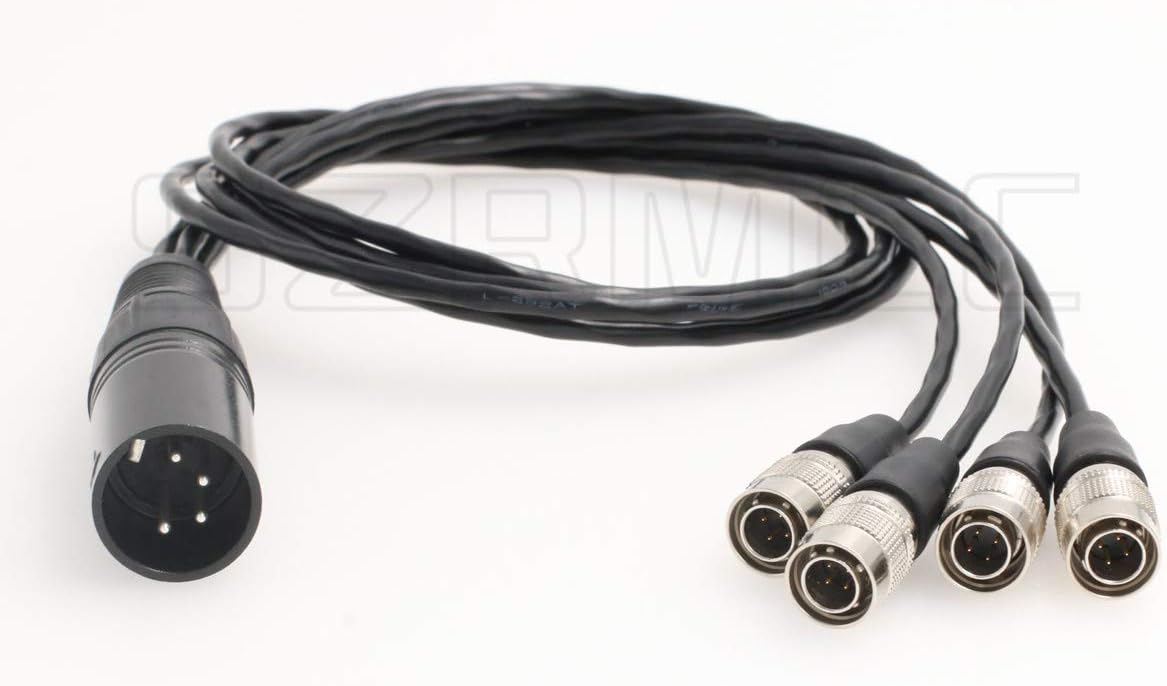 XLR 4 Pin Male to 4 Split Hirose 4 Pin Male Power Cable, Pack of 2 N9765