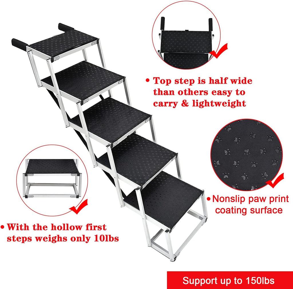 Foldable Aluminum 5 Step Dog Ladder with Non-slip Surface L970709