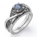 18K White Gold Plating over Silver Diamond Twisted Wedding Set H1309