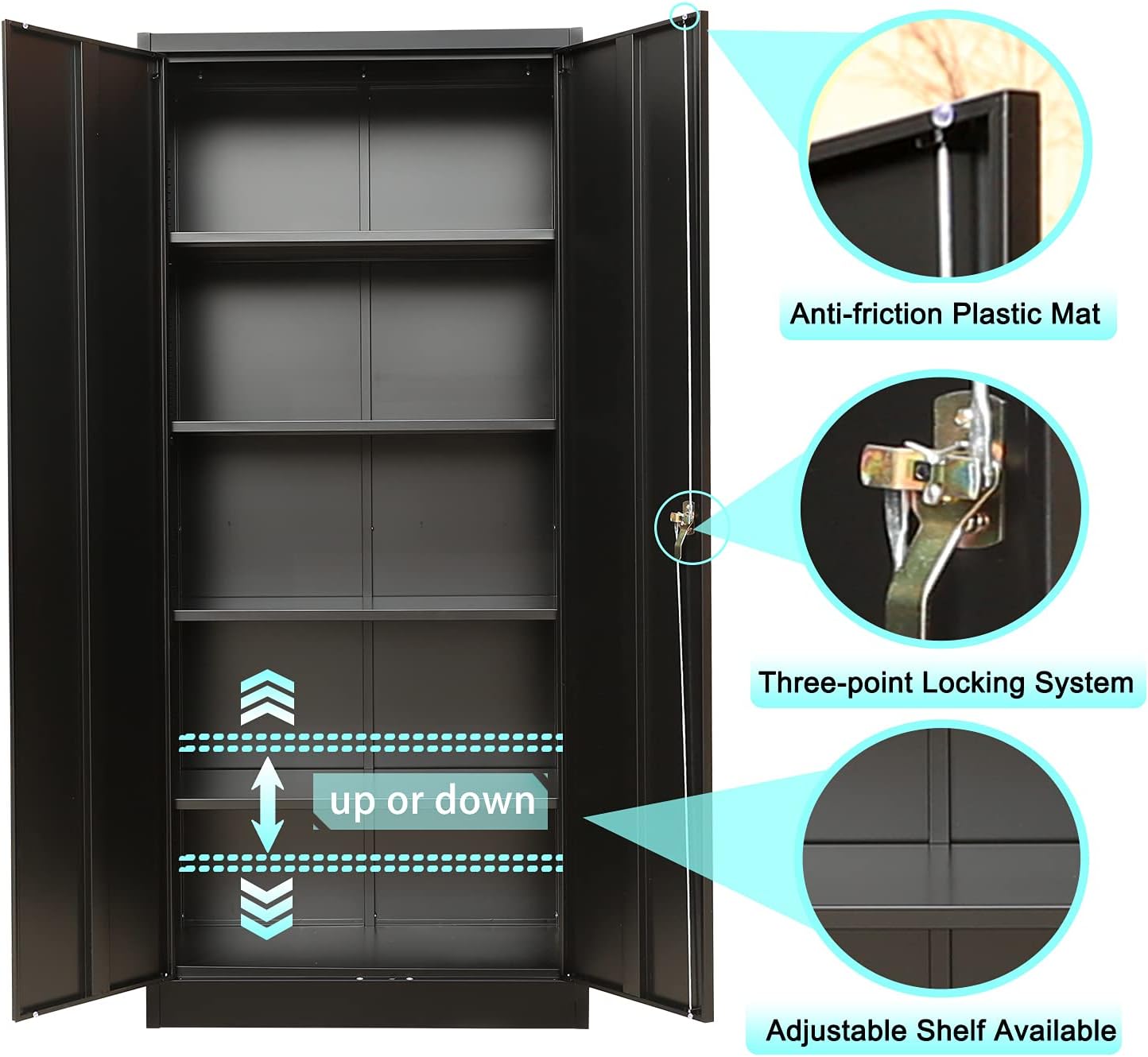 Lockable Steel Storage Cabinet with 2 Doors and 4 Shelves Q83144