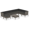 9 Piece Gray Poly Rattan Outdoor Sectional Sofa Set with Coffee Table E904088