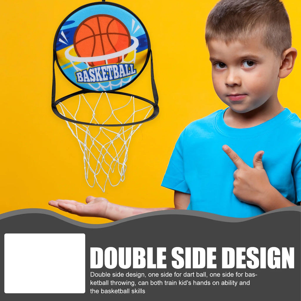 Double Sided Basketball Hoop Dart Board Sticky Ball Set Q21332