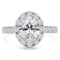 Oval Halo Engagement Ring with Accents in 14K White Gold - Size 7 E8645