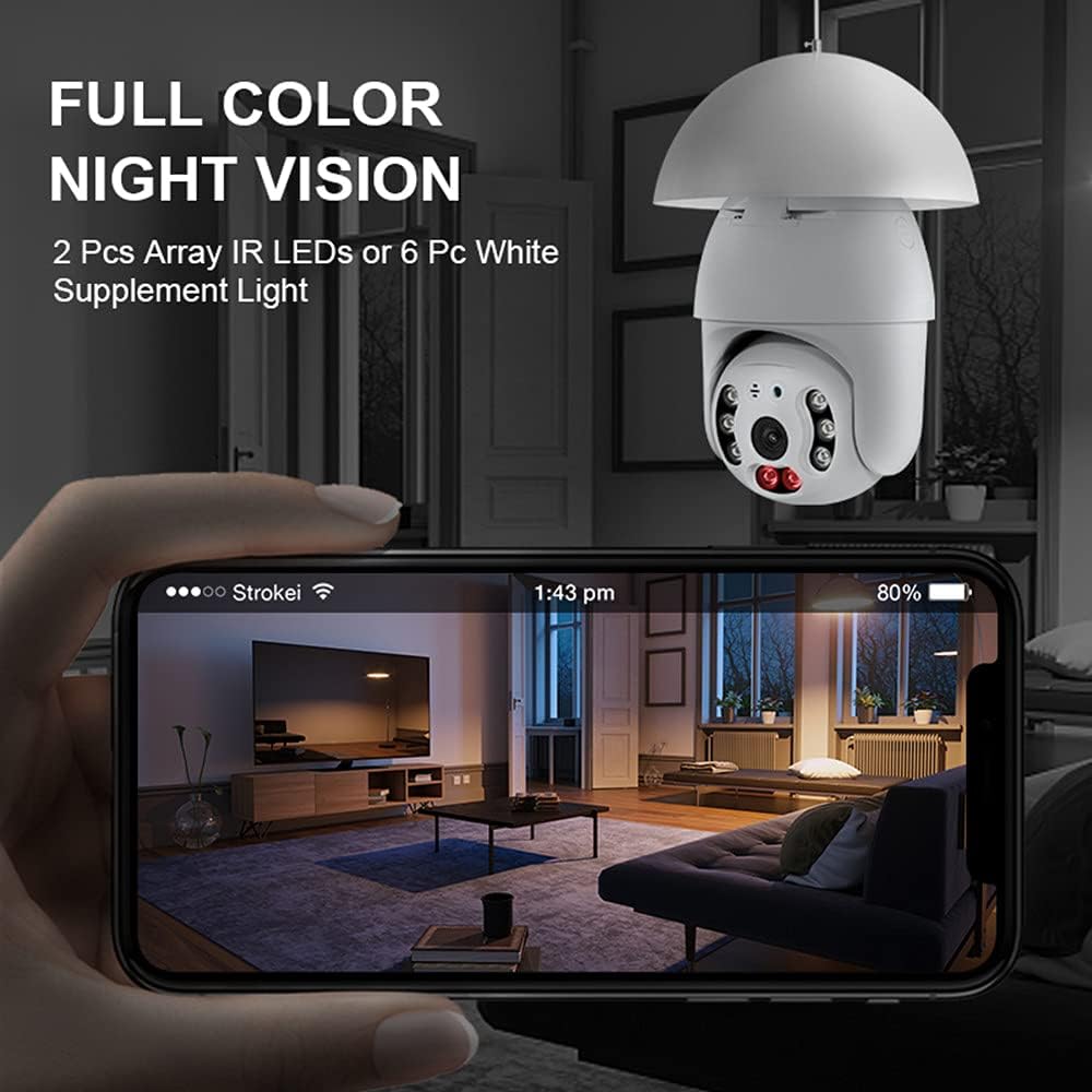 2K 3.0MP Wireless PTZ Security Camera with E27 Bulb Connector, Pack of 2 H325014