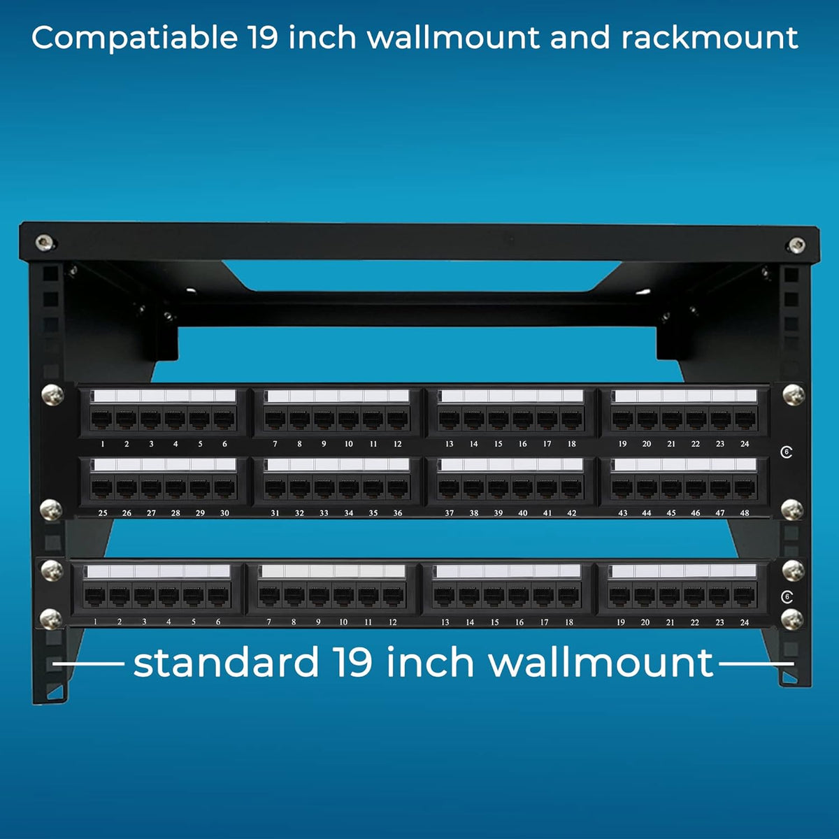 48 Port Cat6 10G UTP 19-Inch 1U Ethernet Patch Panel P5256